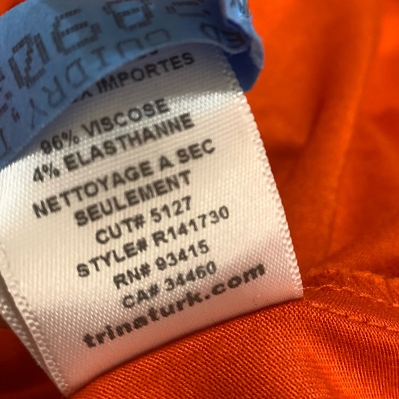 TRINA TURK Poppy Orange Romana Long Sleeve Shirred Ruched Dress Small R141730 - Picture 12 of 15